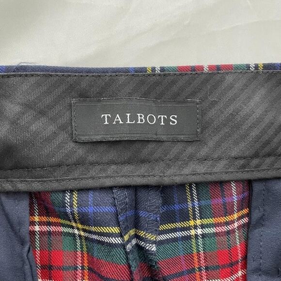 Talbots Pants Womens 16WP Plaid Navy Red High-Waist Hampshire Ankle Wool Blend - Picture 4 of 6
